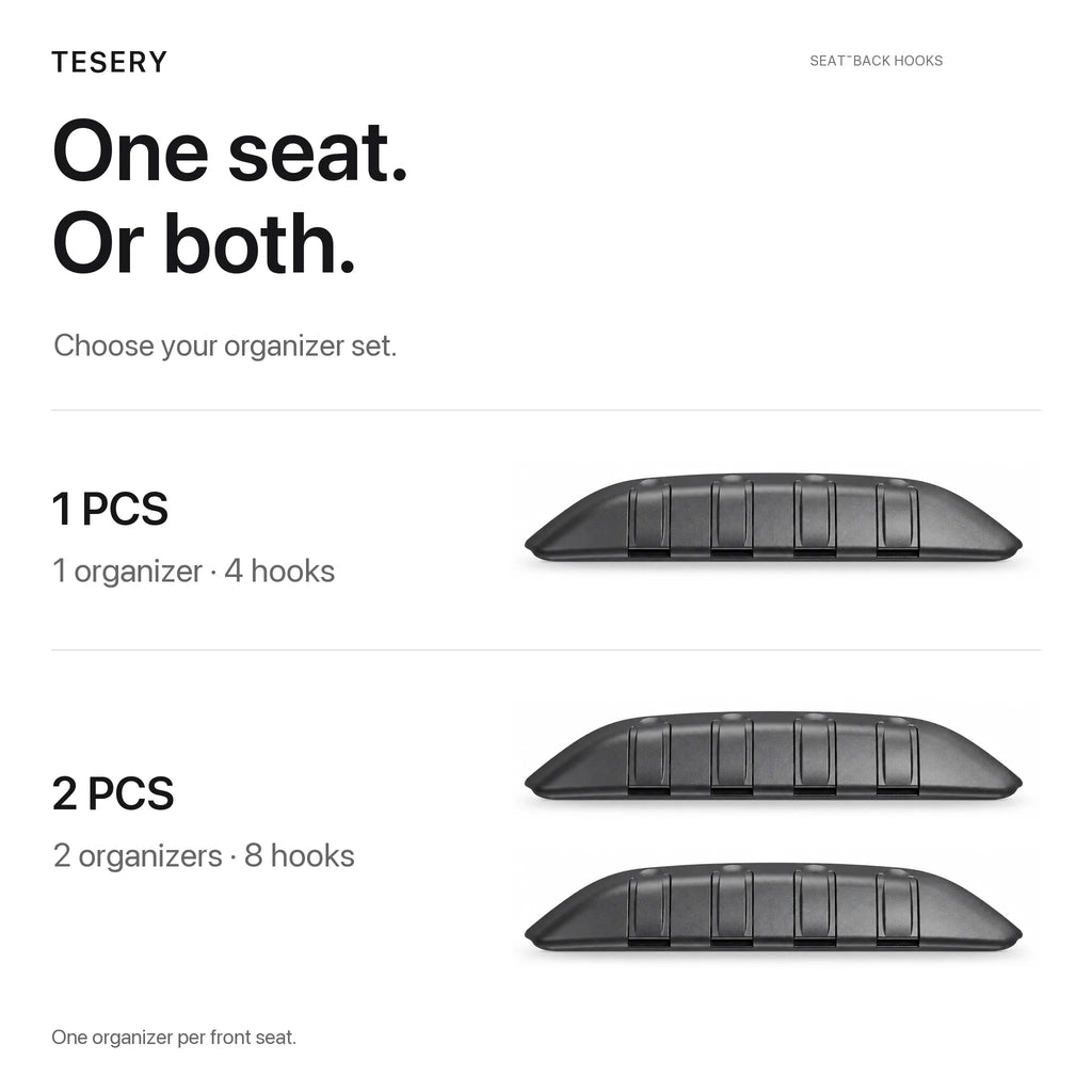 Rear Seat Back Hooks & Organizer for Tesla Model 3/Y | Sikunuo