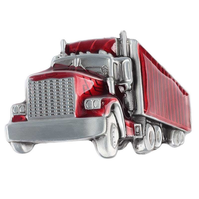 Red Long Truck Western Belt Buckle