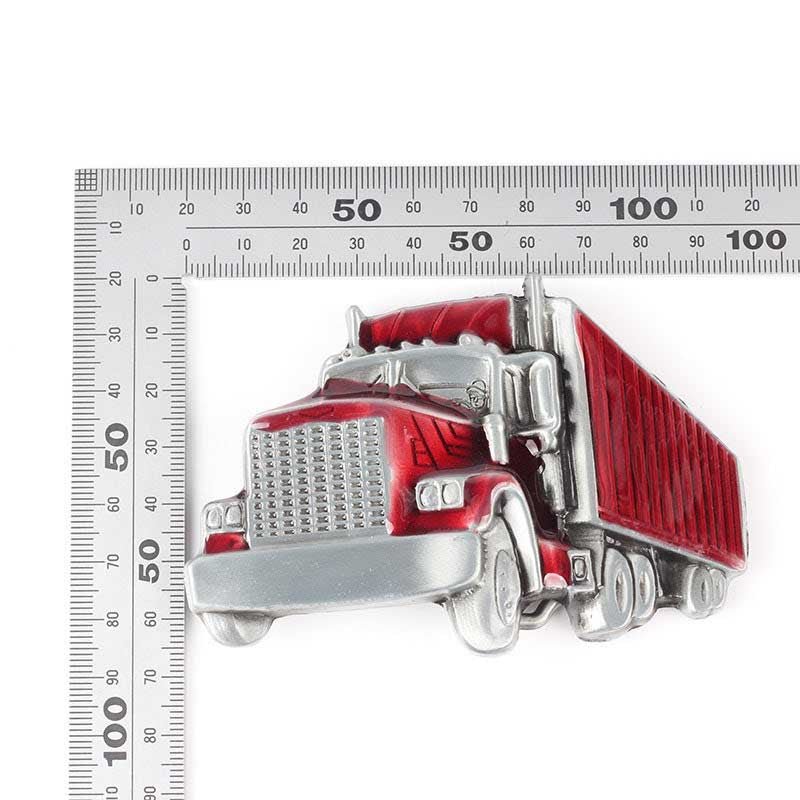 Red Long Truck Western Belt Buckle