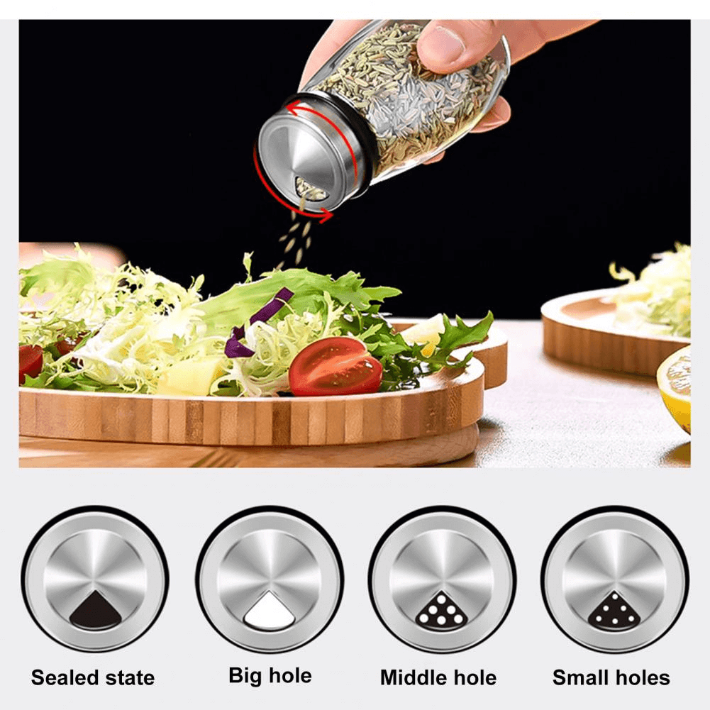 Sikunuo | Smart Rotating Stainless Steel Glass Seasoning Set