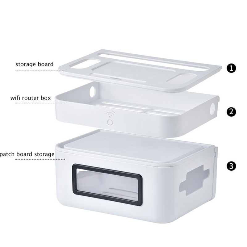 Sikunuo | Wall-Mounted Wifi Cable Socket Storage Organizer Box