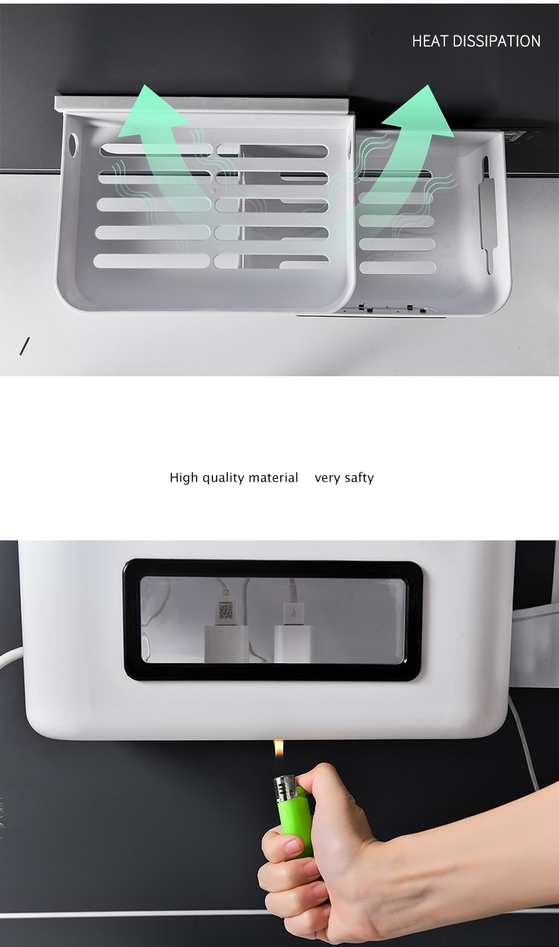 Sikunuo | Wall-Mounted Wifi Cable Socket Storage Organizer Box
