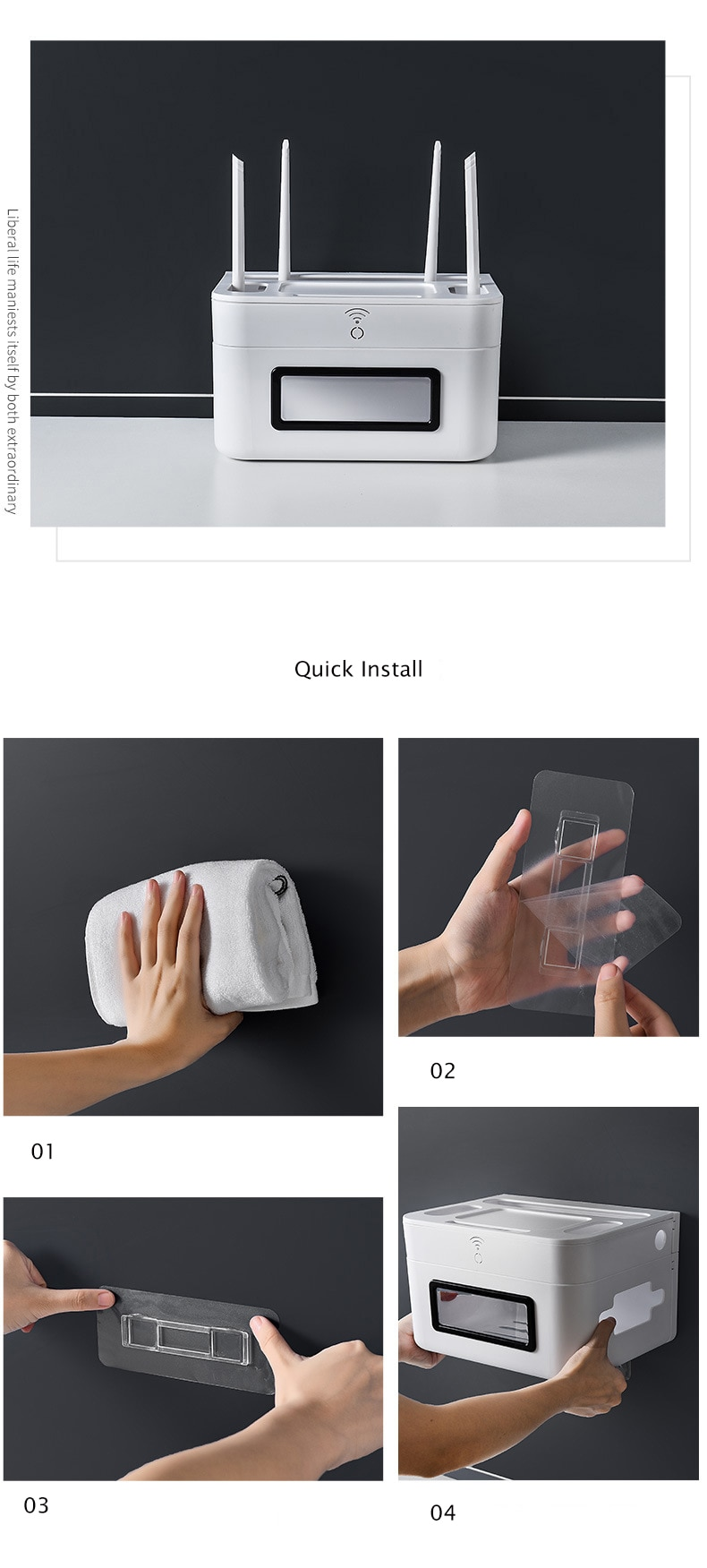 Sikunuo | Wall-Mounted Wifi Cable Socket Storage Organizer Box