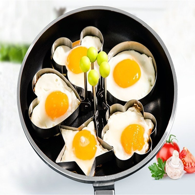 Sikunuo | 5pcs/set Stainless steel Fried Egg Mold Pancake Rings