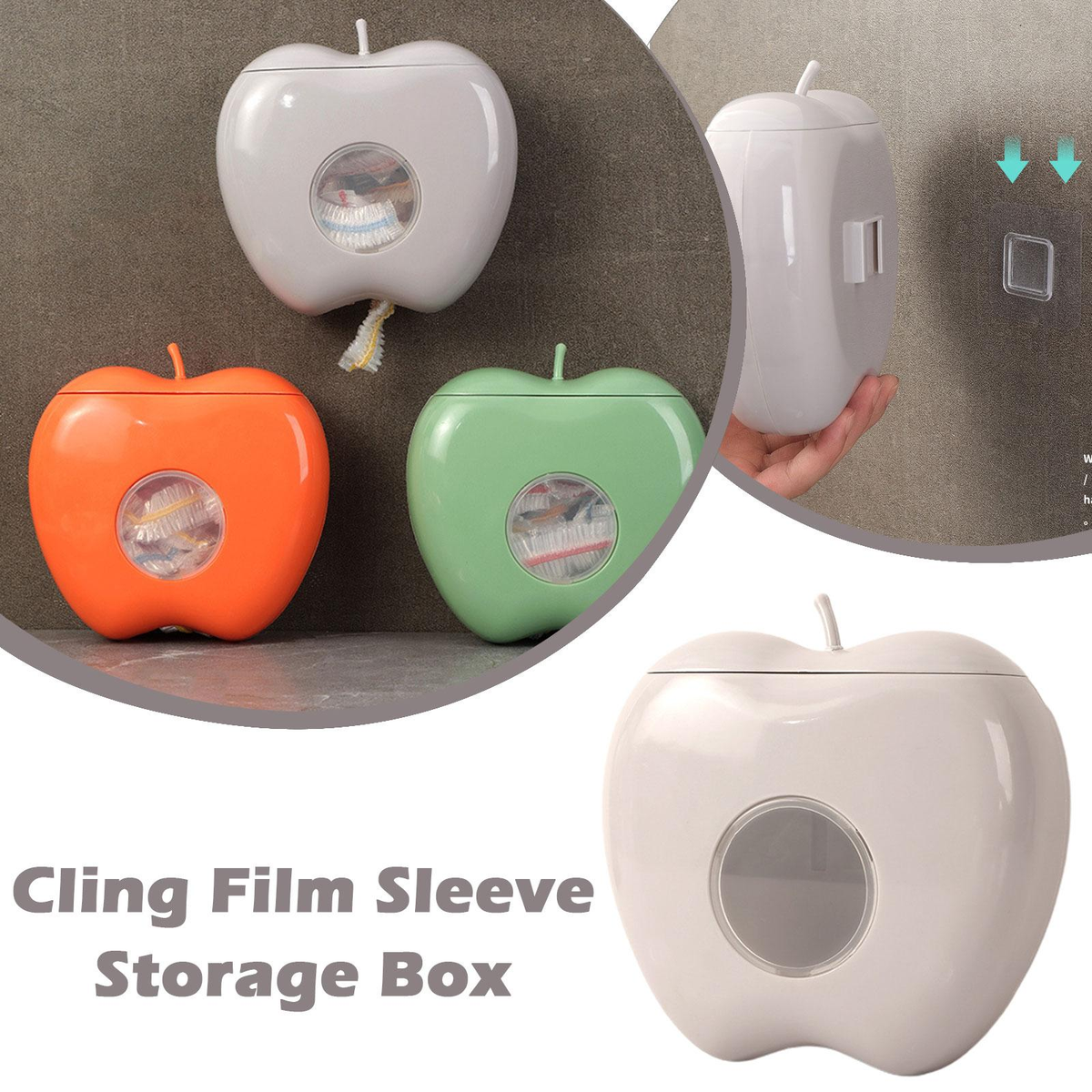 Sikunuo | Apple Shaped Wall Mounted Disposable Plastic Wrap Container
