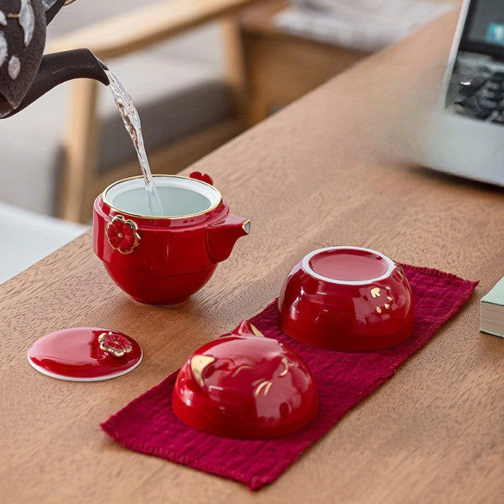 Sikunuo | Luck Cat Ceramic Quick Cup Tea Set