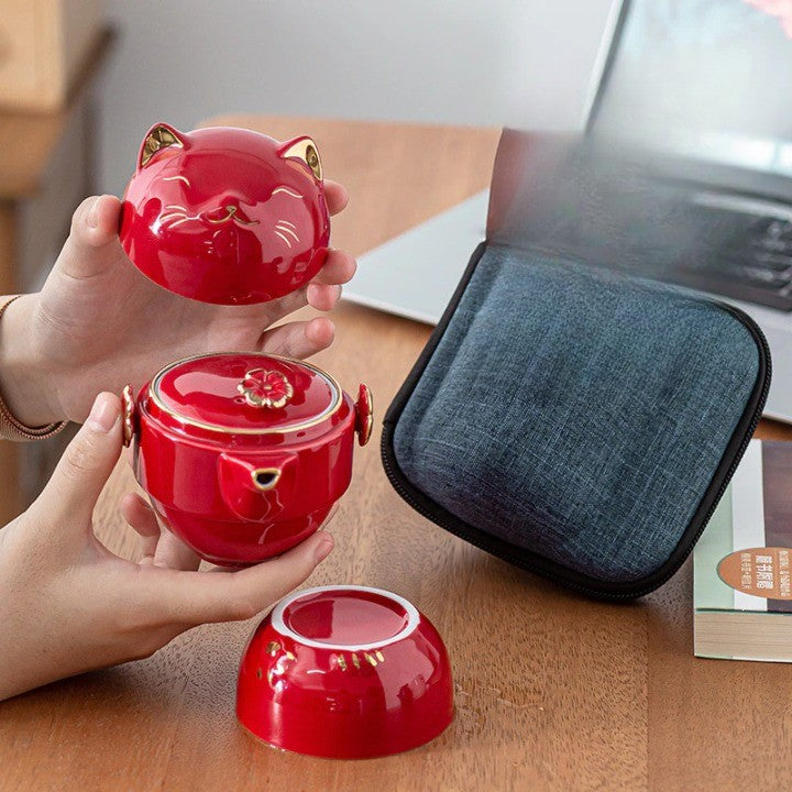 Sikunuo | Luck Cat Ceramic Quick Cup Tea Set