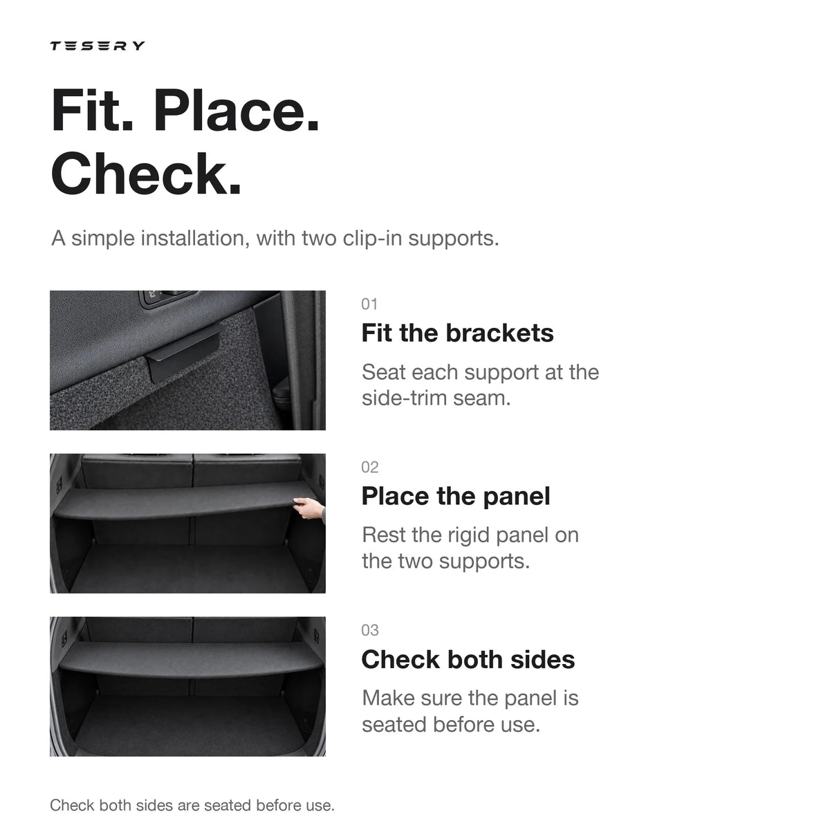 Rigid Trunk Cargo Cover for Tesla Model YL 6-Seater 2026+