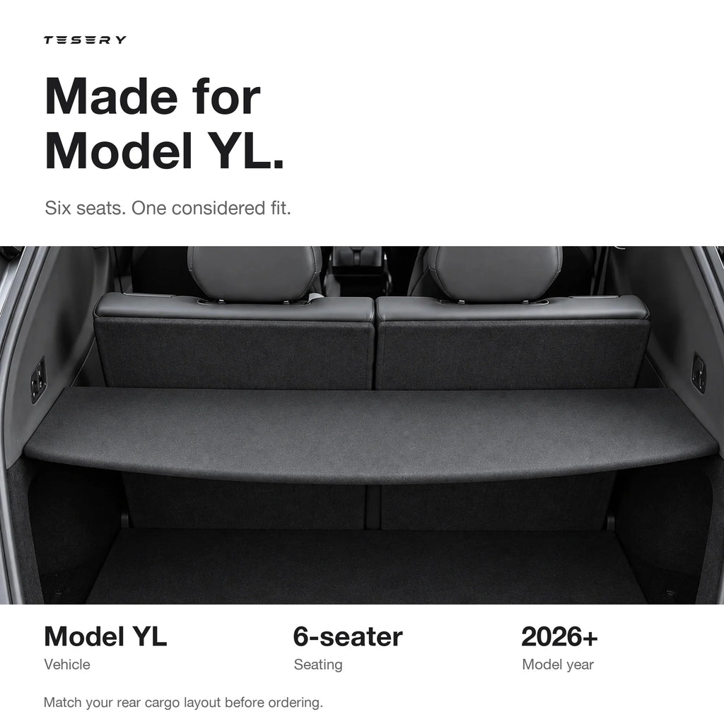 Rigid Trunk Cargo Cover for Tesla Model YL 6-Seater 2026+