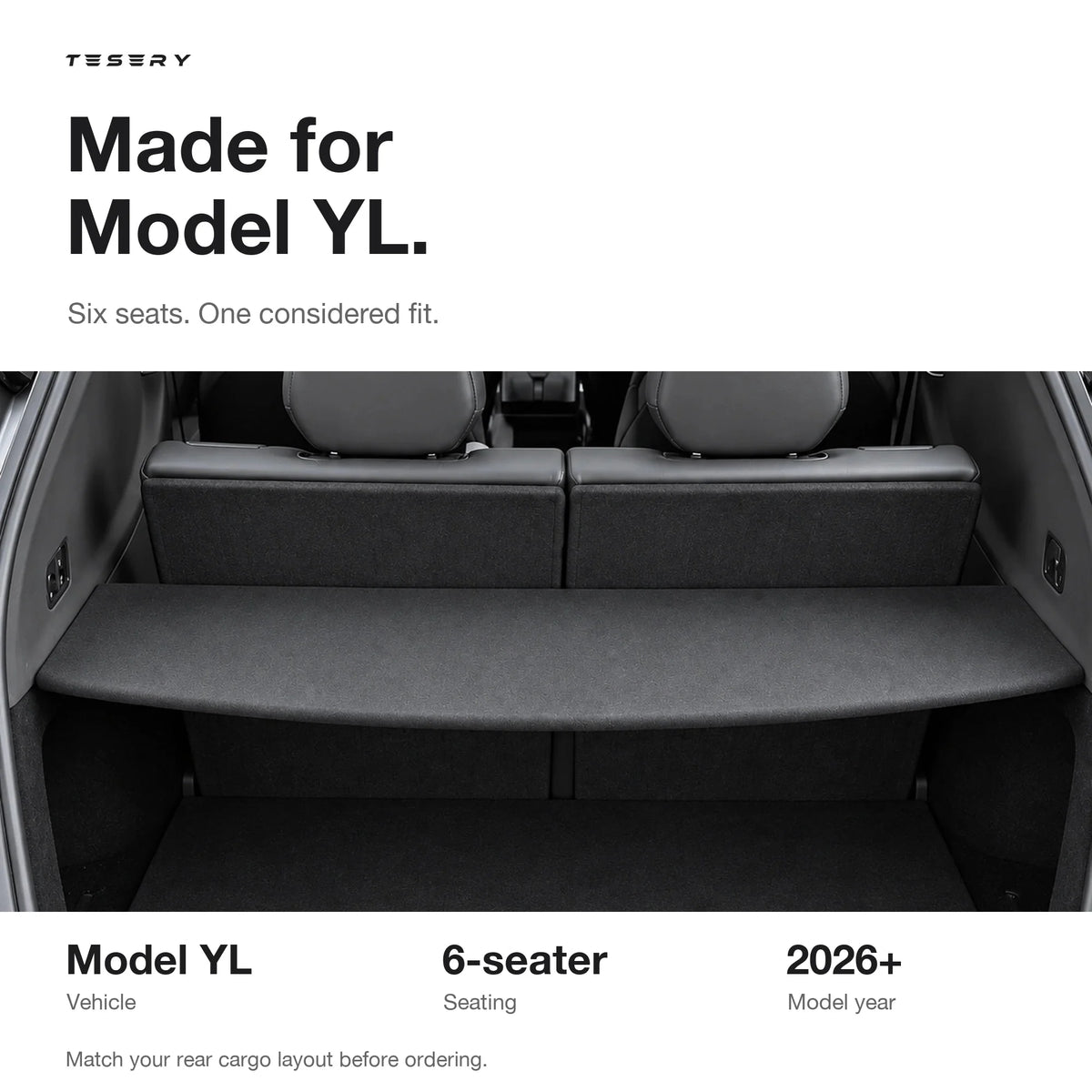 Rigid Trunk Cargo Cover for Tesla Model YL 6-Seater 2026+