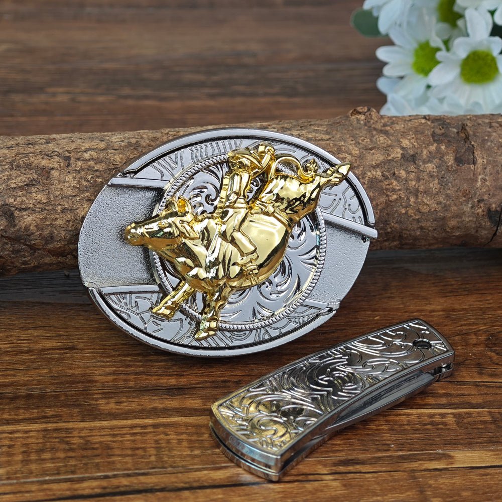 Rodeo Cowboy Belt Buckle White