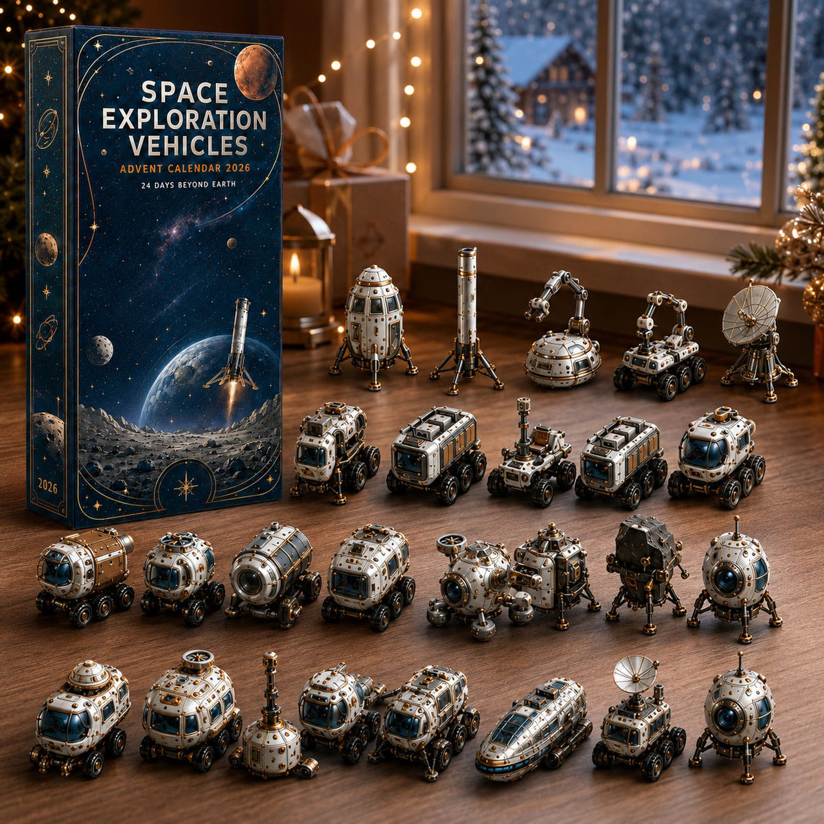 Space Exploration Advent Calendar 2026 - 24 Miniature Rockets and Rovers