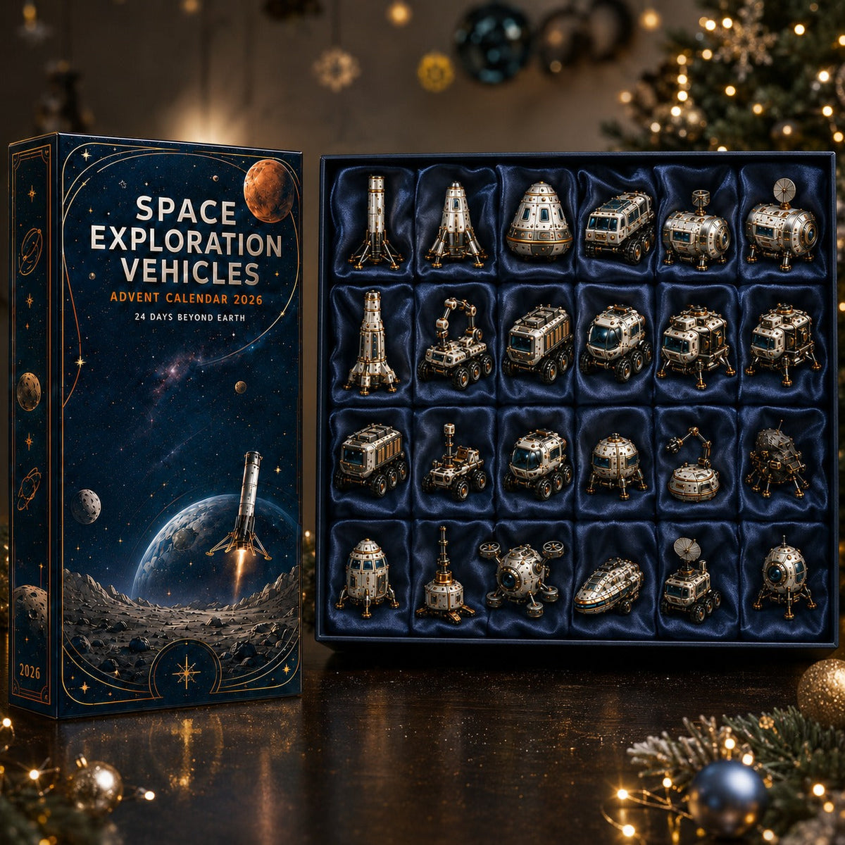 Space Exploration Advent Calendar 2026 - 24 Miniature Rockets and Rovers