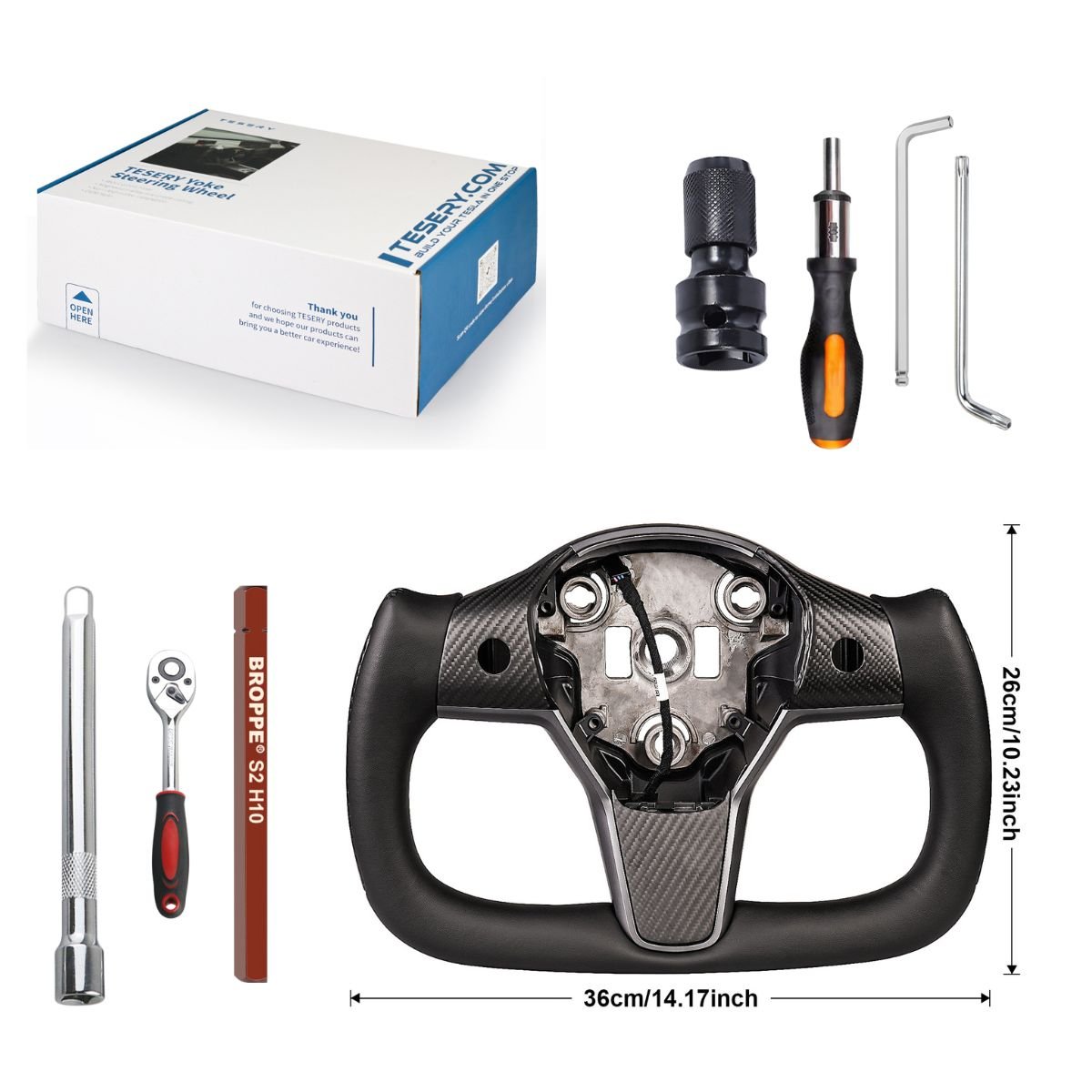 Sikunuo Yoke Carbon Fiber Steering Wheel for Tesla Model 3 / Y【Style 34】