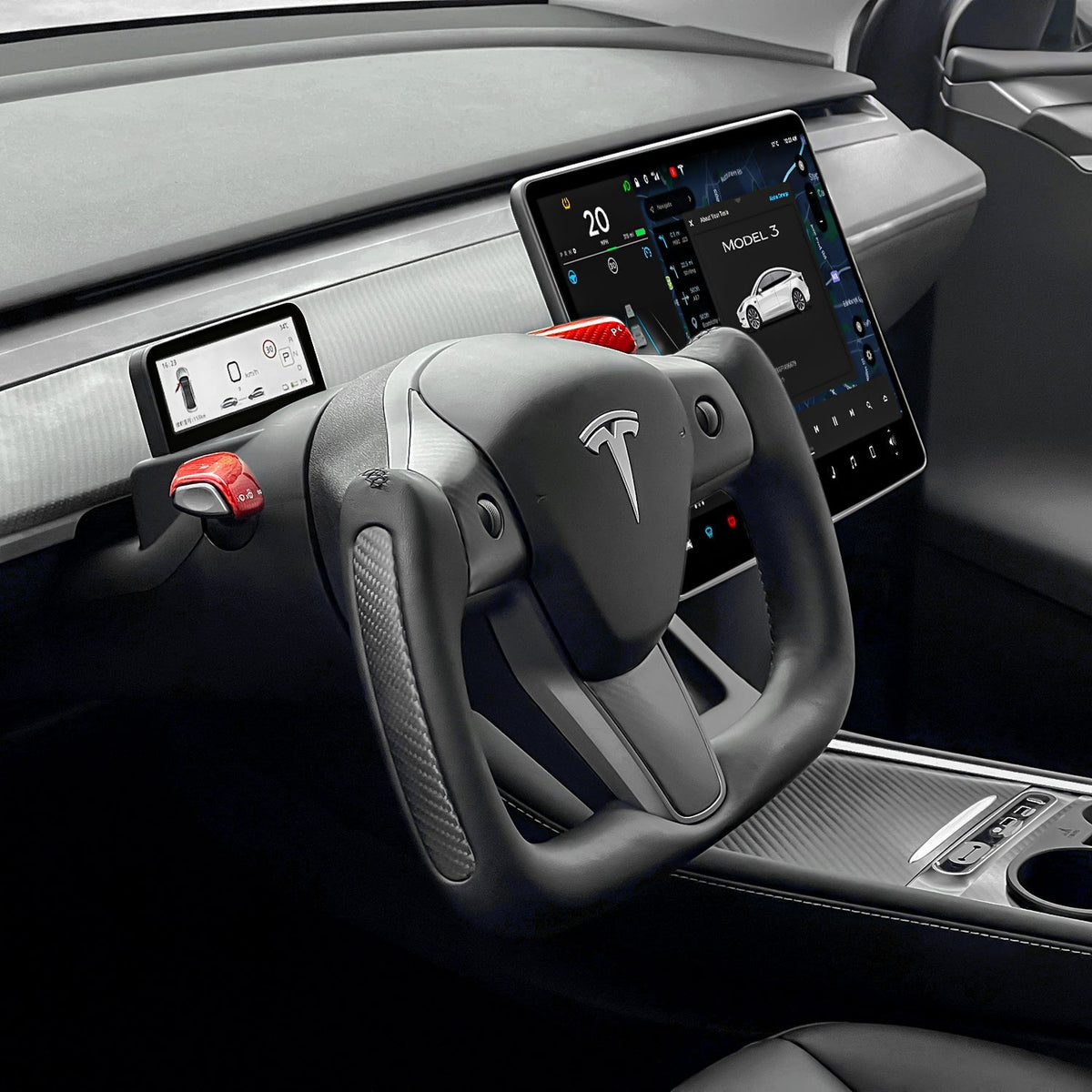 Sikunuo Yoke Carbon Fiber Steering Wheel for Tesla Model 3 / Y【Style 34】