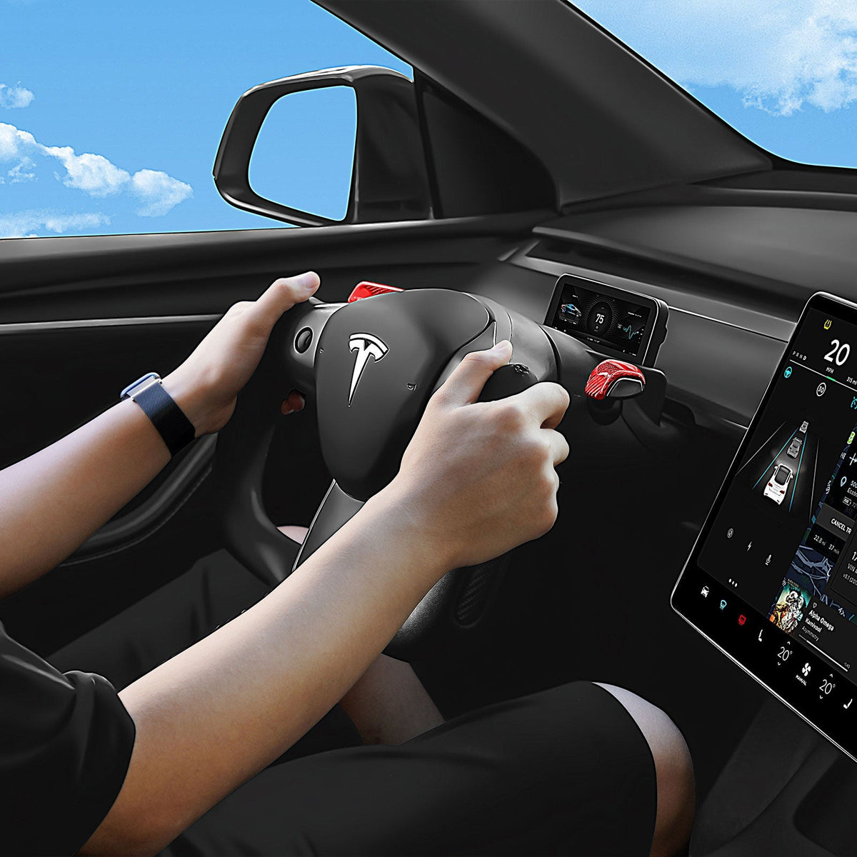 Sikunuo Yoke Carbon Fiber Steering Wheel for Tesla Model 3 / Y【Style 34】
