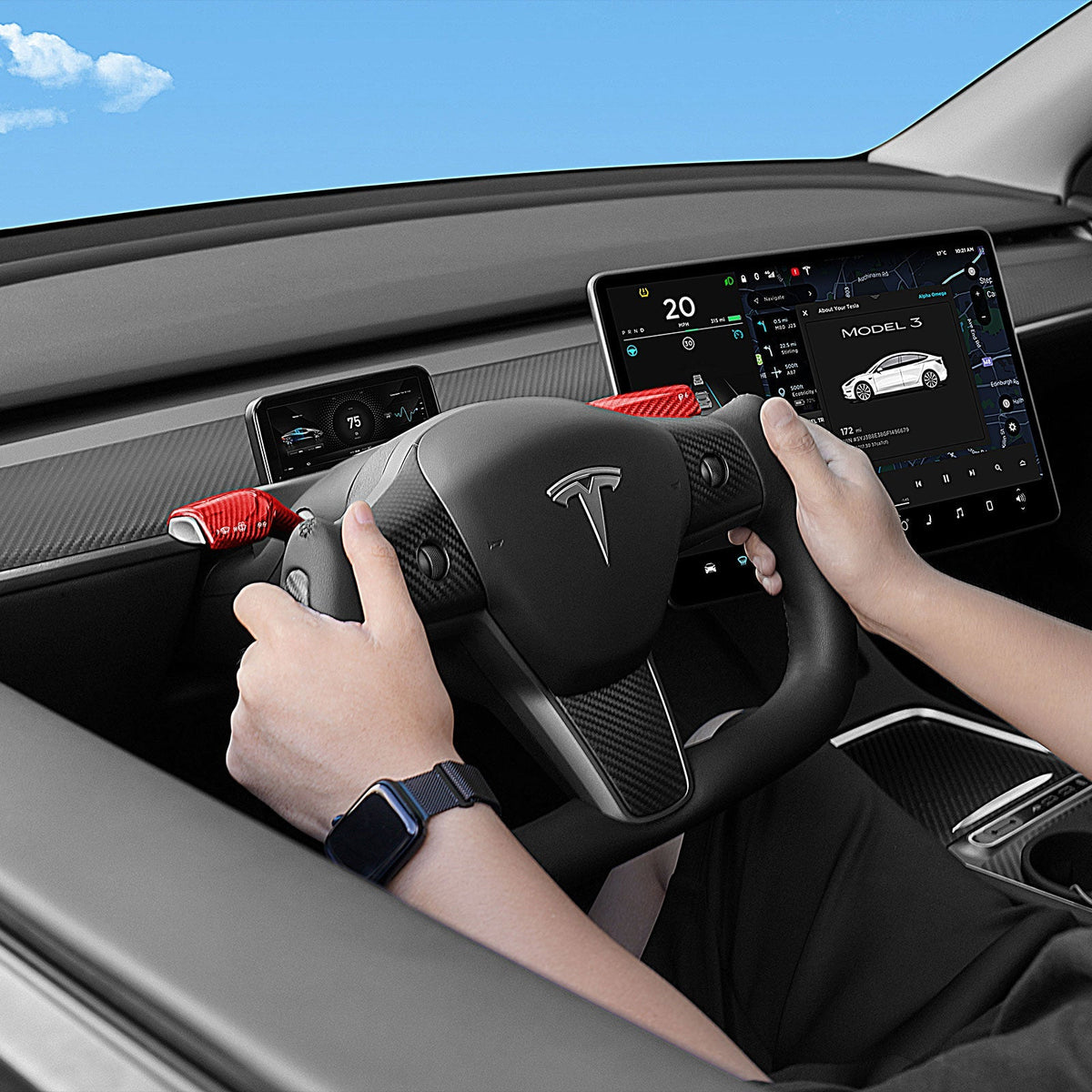 Sikunuo Yoke Carbon Fiber Steering Wheel for Tesla Model 3 / Y【Style 34】
