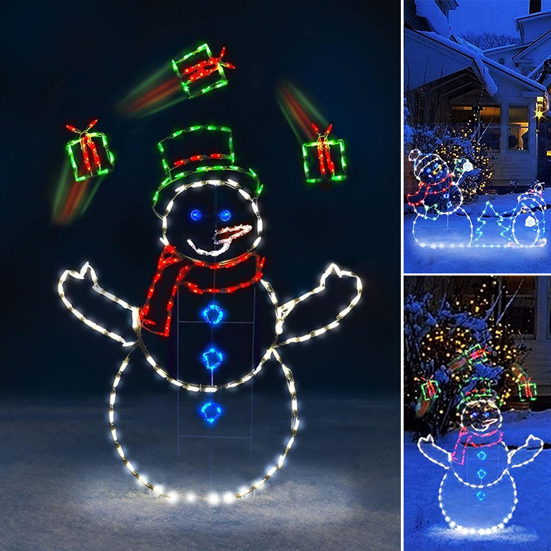 Animated LED Snowball Fight Light | Outdoor Snowman & Penguin Christmas Decor