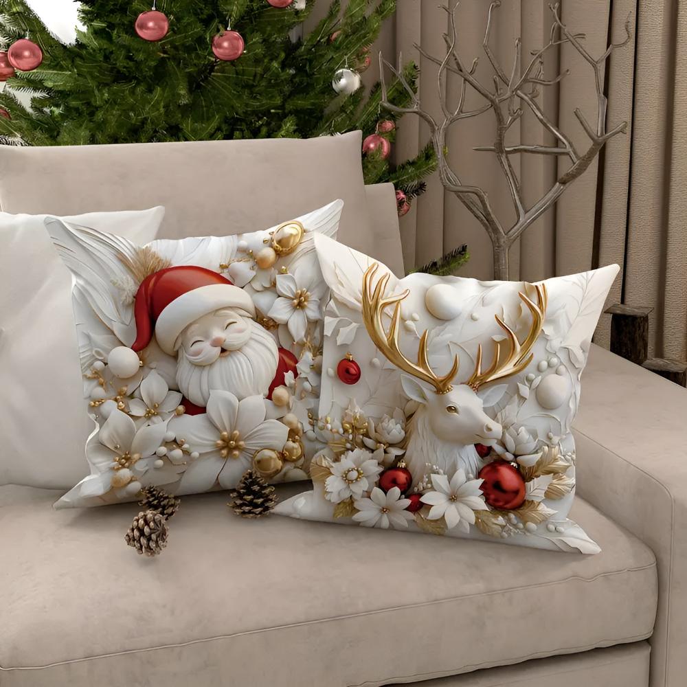 Set von 4 Weihnachts-velours Kissenbezügen mit einzigartigen festlichen Designs