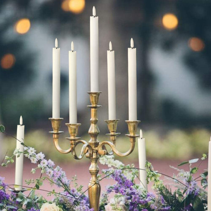 Flame-free flickering taper candles with 2 remote controls and timer, real wax 3D wick light window candles battery-operated, Christmas home wedding decor