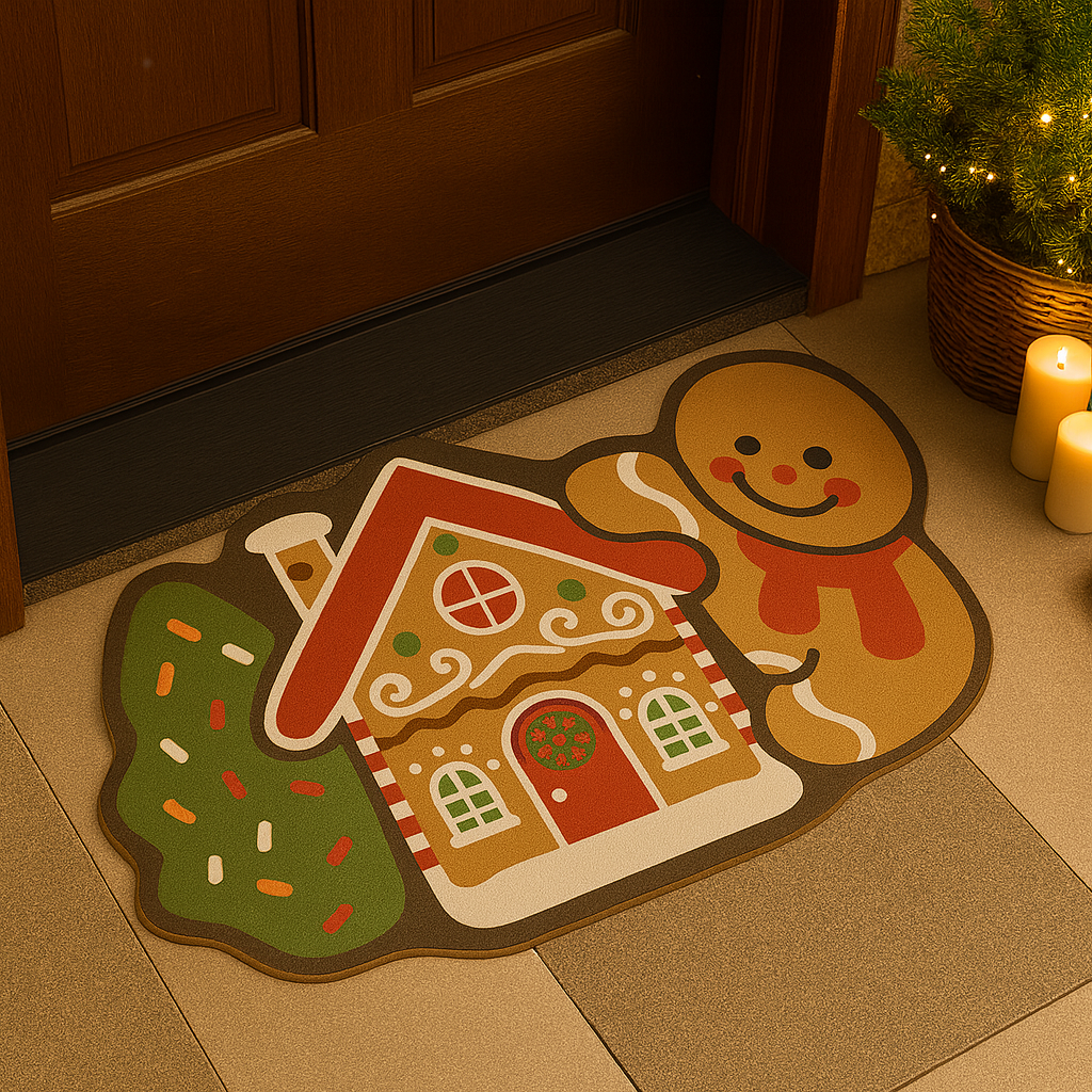 Frostholm Gingerbread Christmas Rug – Cozy Non-Slip Carpet for Festive Atmosphere
