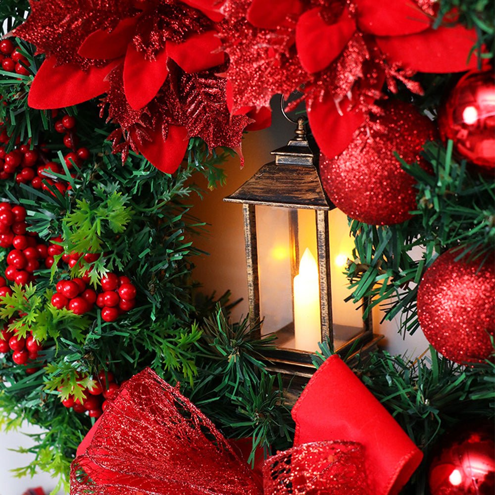 Wreath with Lantern and Ornaments for Radiant Christmas Charm