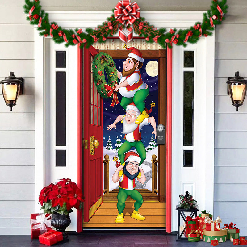 Christmas Door Cover | Fabric Front Door Decoration | Washable & Reusable | 91×203cm