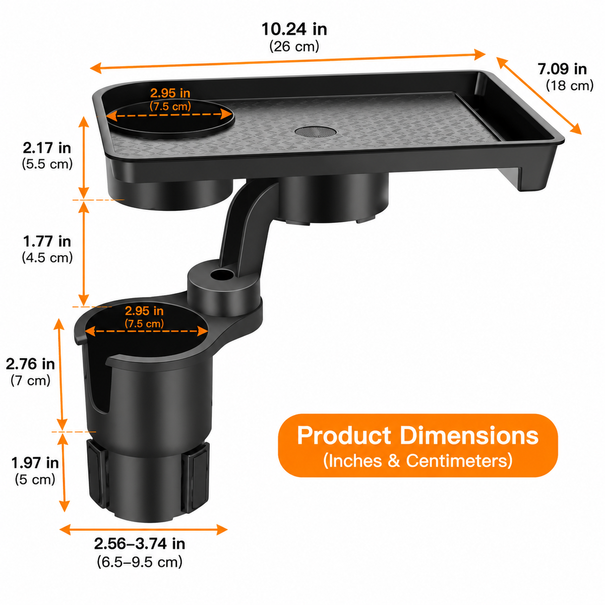 360° Rotating Car Cup Holder Tray