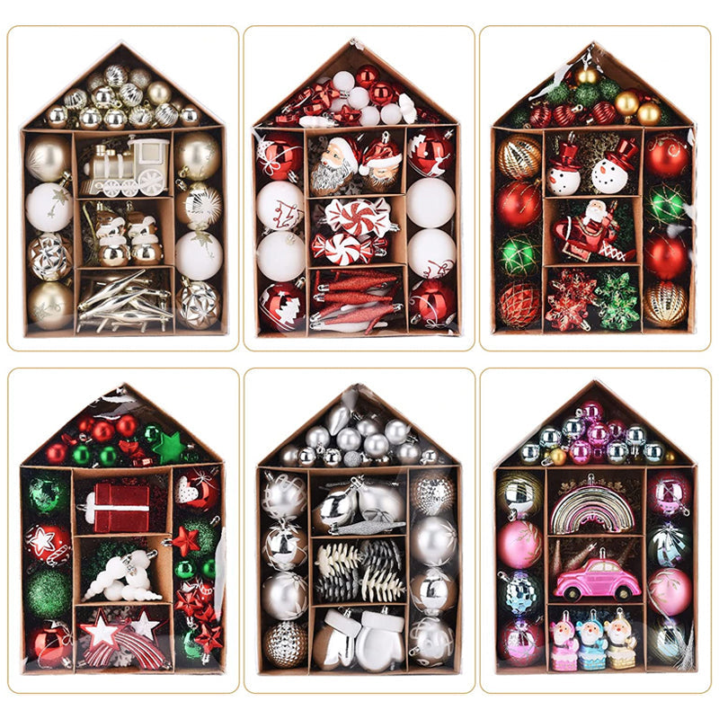 Christmas Ball Ornaments with Hanging Hooks, Multi-Piece Sets