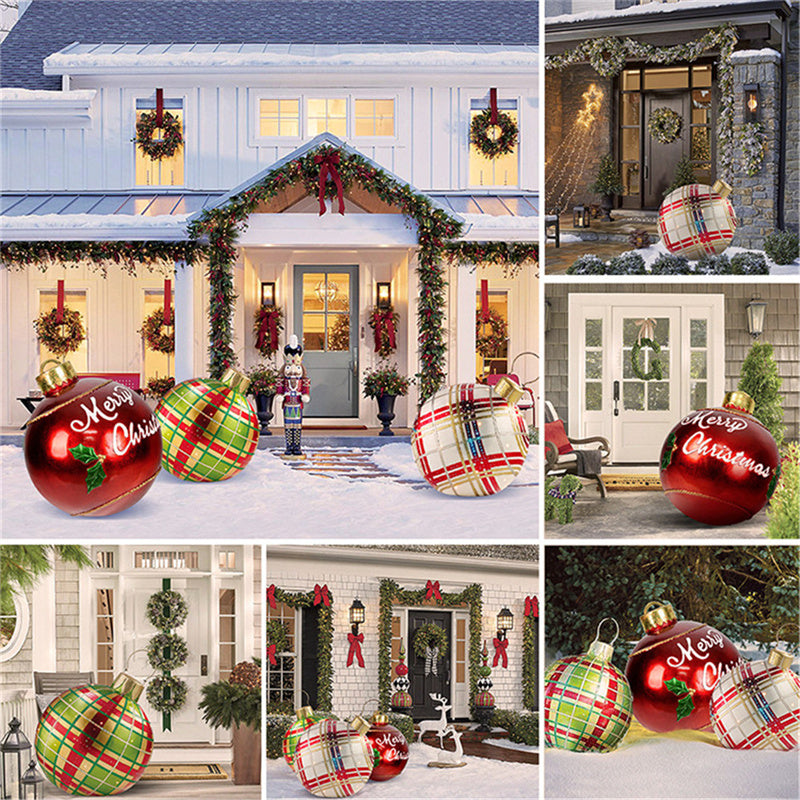 Inflatable Christmas Ball Outdoor Decoration 60cm – Weather Resistant PVC Christmas Decoration