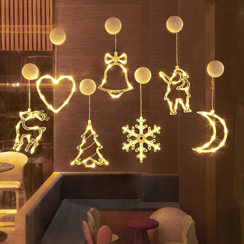 LED Christmas lights with suction cups for glass and mirrors