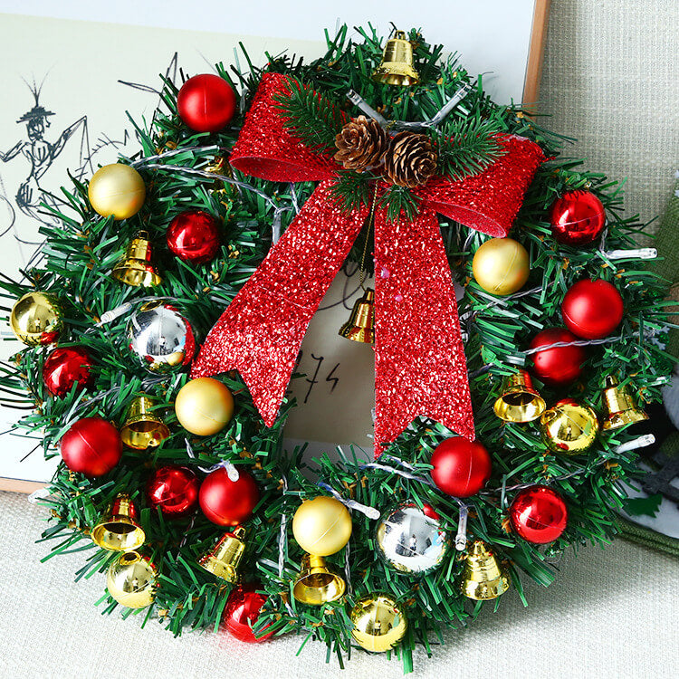 Christmas Wreath Branches Bells Christmas Lights String Decoration Lights