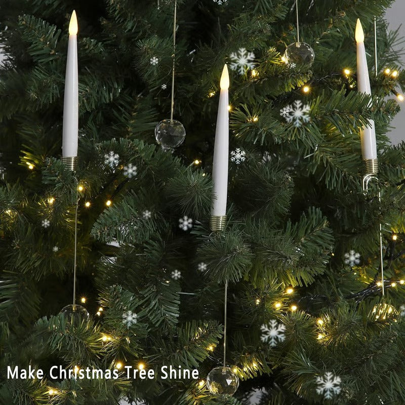 LED Christmas tree candles with crystal ball – Realistic flame effect