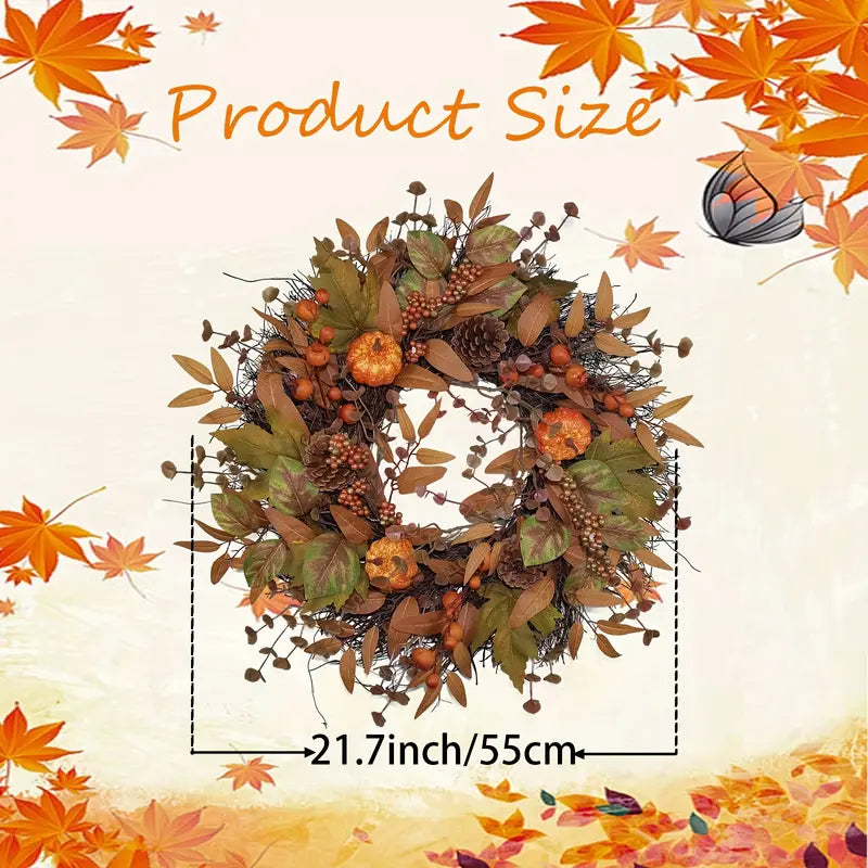 Autumn wreath with pumpkins | Door wreath for Halloween and Christmas