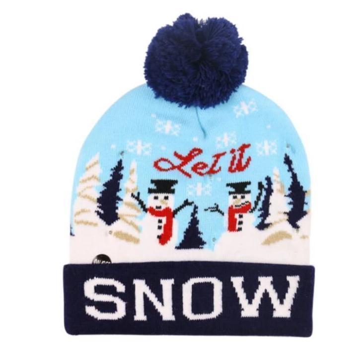 🎅LED Christmas Knitted Hats Light up Xmas Beanie