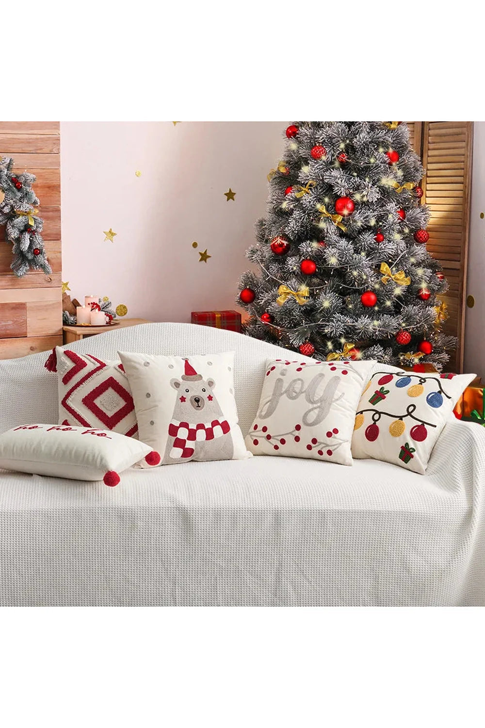 red Christmas cushion cover