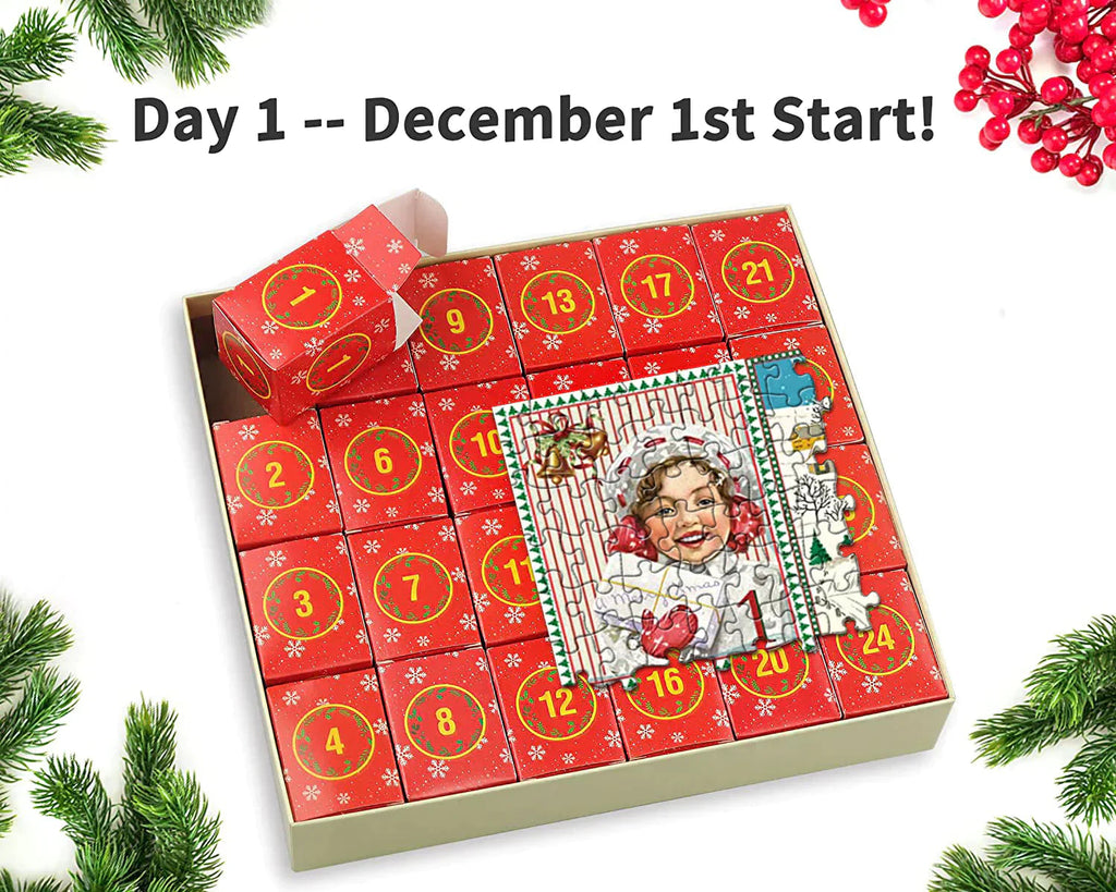 Festive Fireplace Jigsaw Puzzle Christmas Countdown Calendar - Christmas Gift
