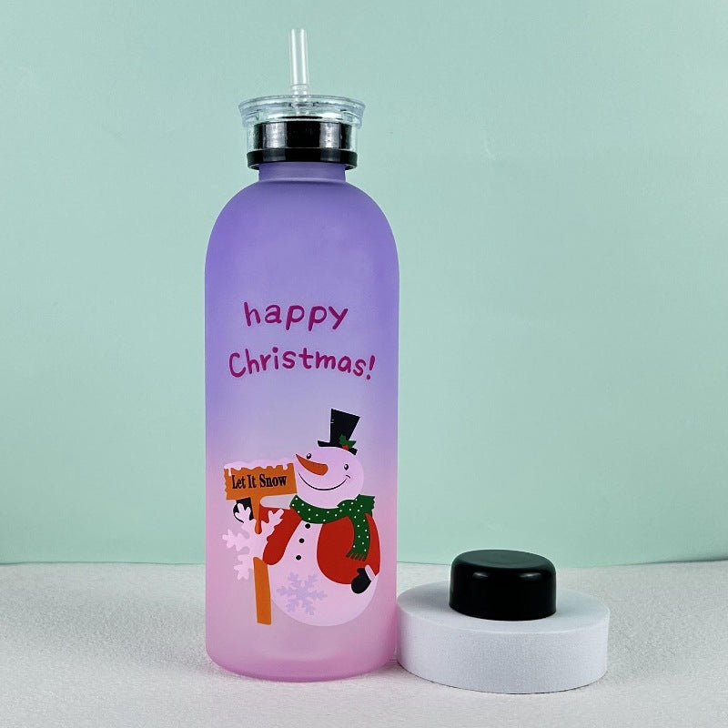 Ladies Motivational Water Bottle with Cheerful Christmas Design
