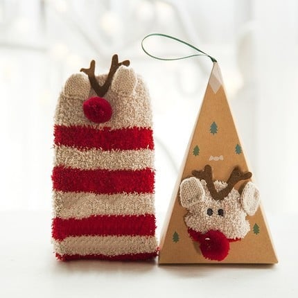 Christmas socks in gift box design | Plush house & cuddle socks | Universal size