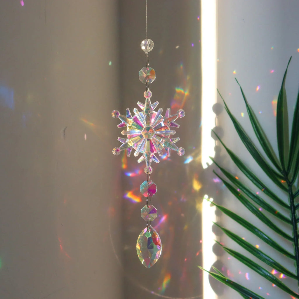 Snow Flake Crystal Sun Catcher - Set of 4 – Add Colorful Enchantment to Your Christmas Decor