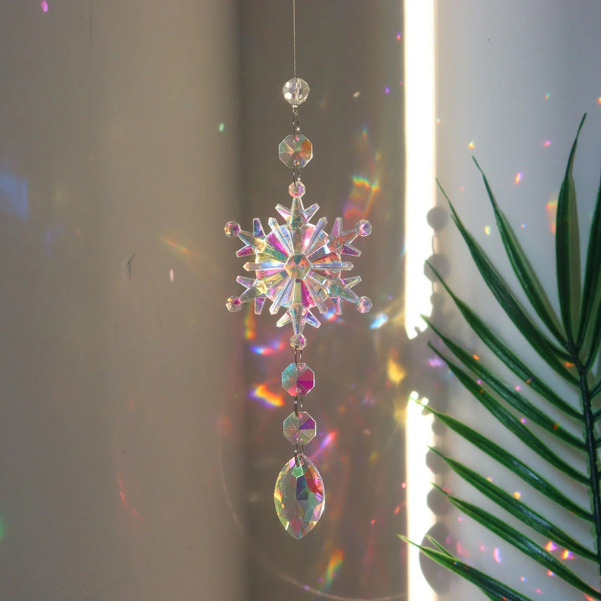 Snow Flake Crystal Sun Catcher - Set of 4 – Add Colorful Enchantment to Your Christmas Decor