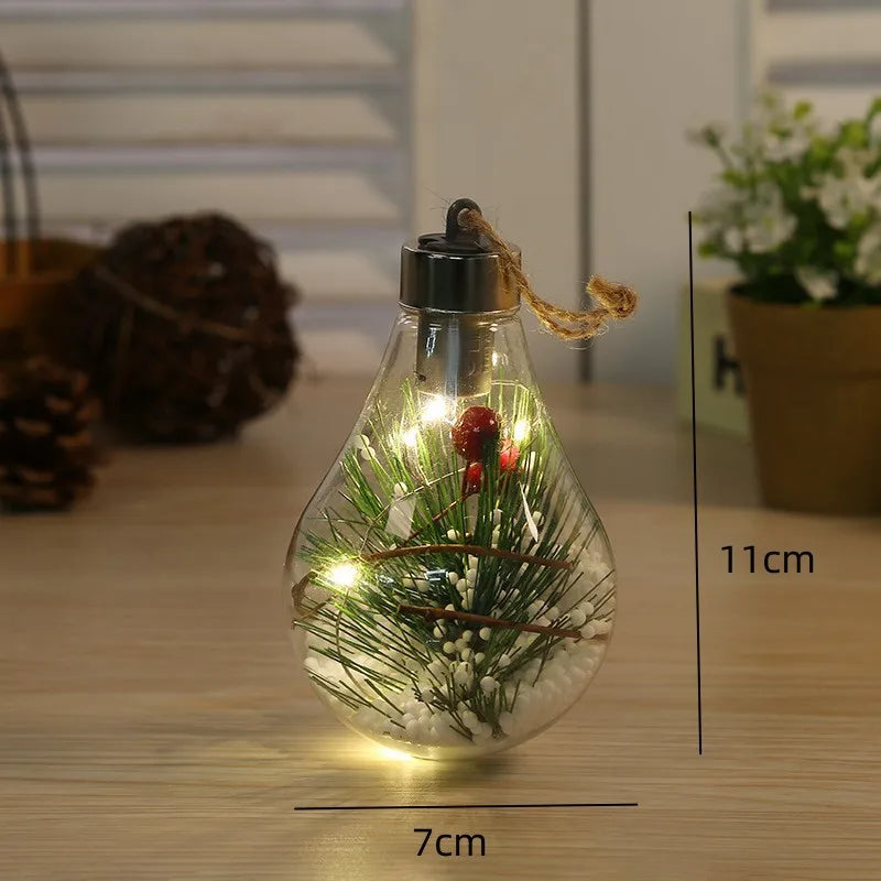 Lunivera | LED Deco Light | Transparent with Leaf Globe | Warm White Sparkle | For Christmas, Wedding & Party