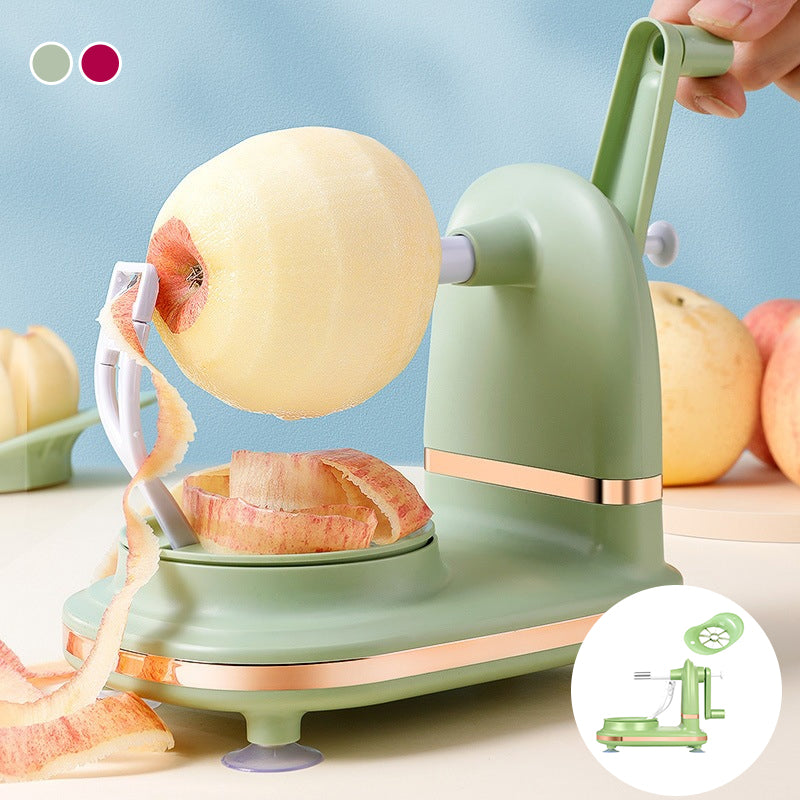 Hand-operated apple peeler