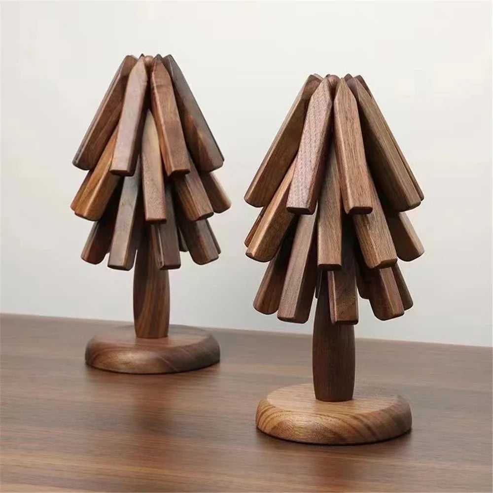 Walnut Coaster Set - Protect your surfaces with tree-shaped coasters