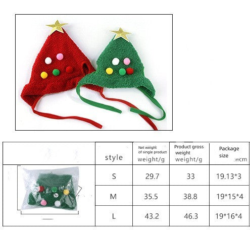 Christmas Pet Hat with Fluff and Golden Edge