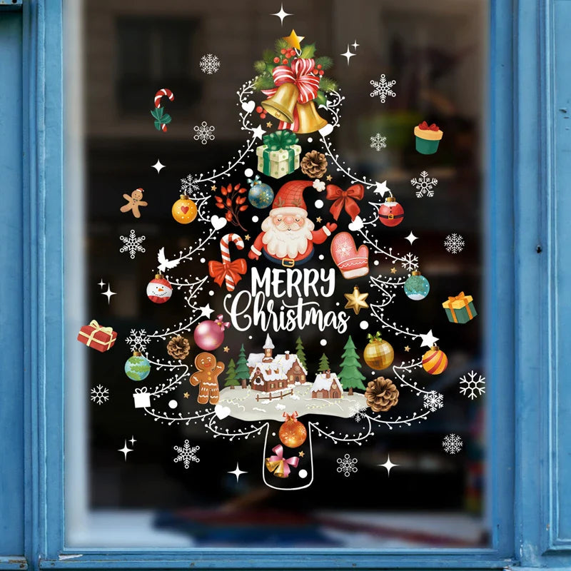 LumiFrost | Christmas Window Stickers 2025 | Santa Claus & Christmas Tree | Removable Window Stickers for Glass & Walls | Festive Decor for Christmas & New Year