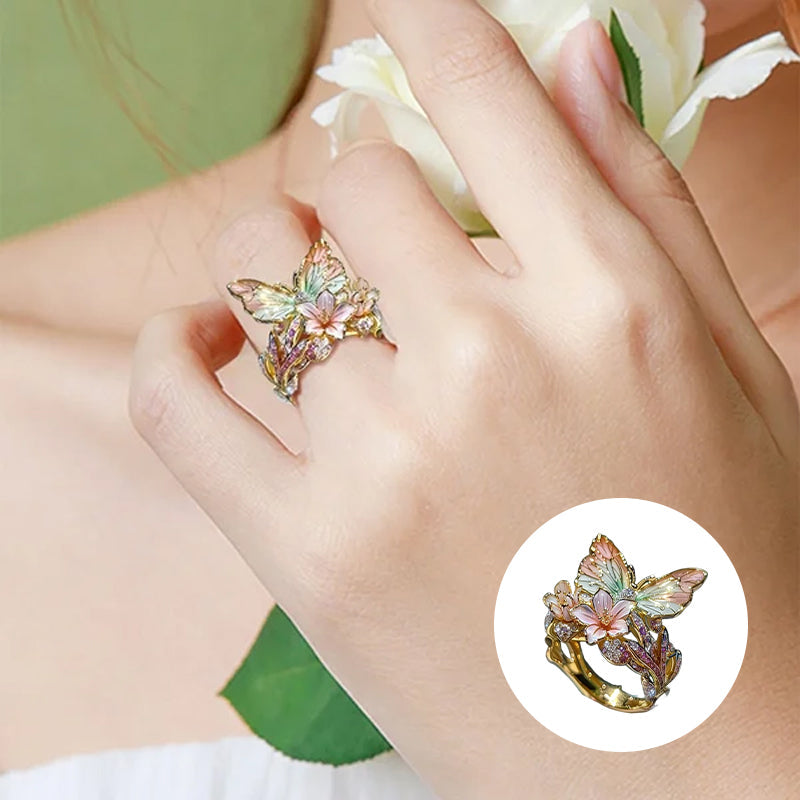Butterfly flower ring