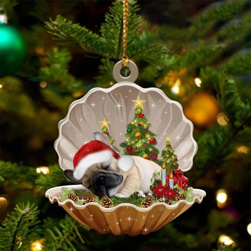 French Bulldog - Sleeping Pearl in Christmas Double Ornament