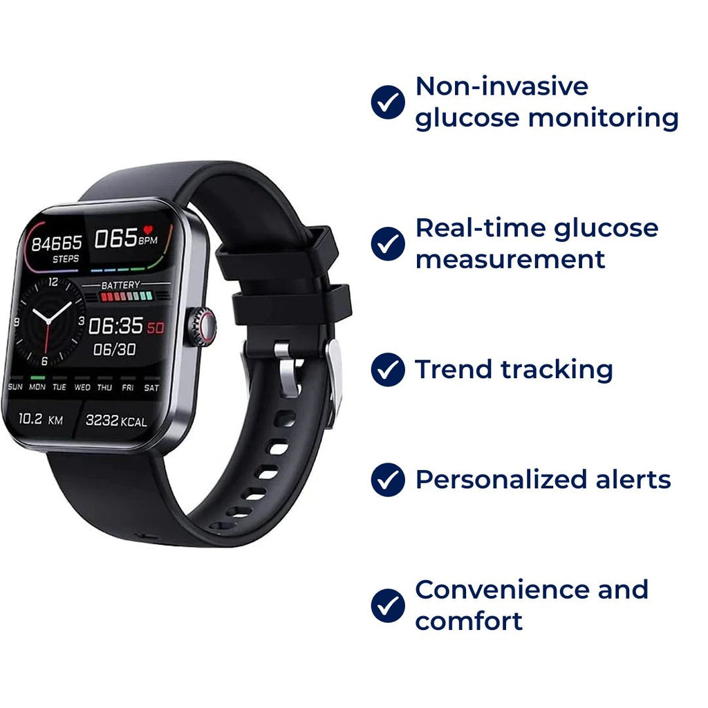 Glucowatch | Non-Invasive Blood Glucose Smartwatch – Real-Time Monitoring, Trend Tracking & Personalised Alerts