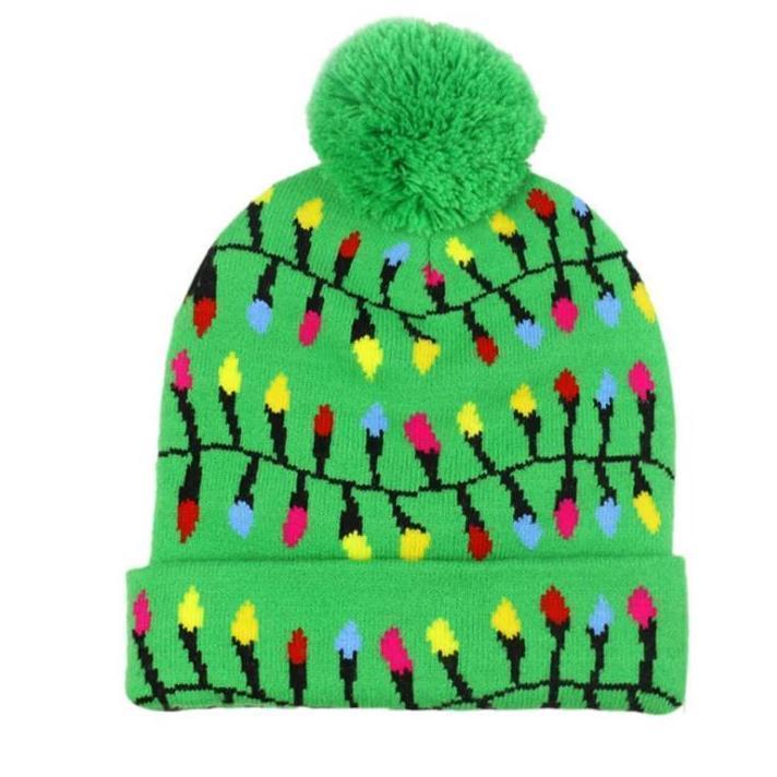 🎅LED Christmas Knitted Hats Light up Xmas Beanie